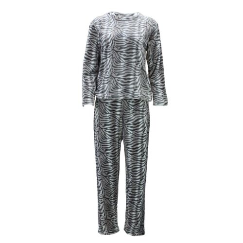 Women's Supersoft Pyjama Plush Loungewear Fleece Sleepwear Pajamas Set Winter PJ [Size: 10] [Design: Zebra Print (Pullover)]