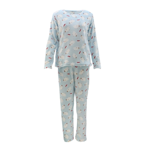 Women's Supersoft Pyjama Plush Loungewear Fleece Sleepwear Pajamas Set Winter PJ [Size: 14] [Design: Blue w Sheep (Pullover)]