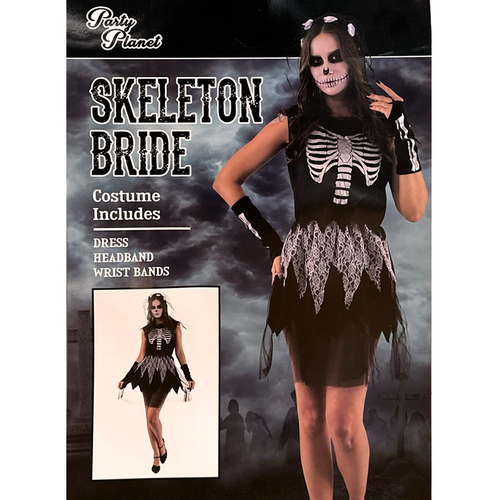 Womens Adult Halloween Costume Horror Zombie Dress up Cosplay Party [Size: M] [Design: Skeleton Bride]
