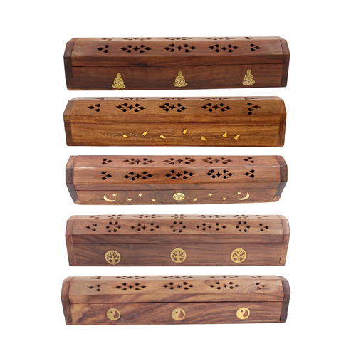 Wooden Incense Box Cone Stick Holder Handmade Burner Storage Elephant