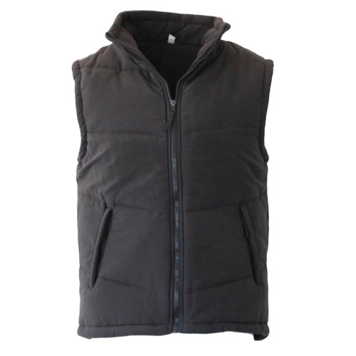 Men's Block-Quilted Puffer Vest Sleeveless Thick Outerwear Full Zip Jacket [Size: M] [Colour: Dark Grey]