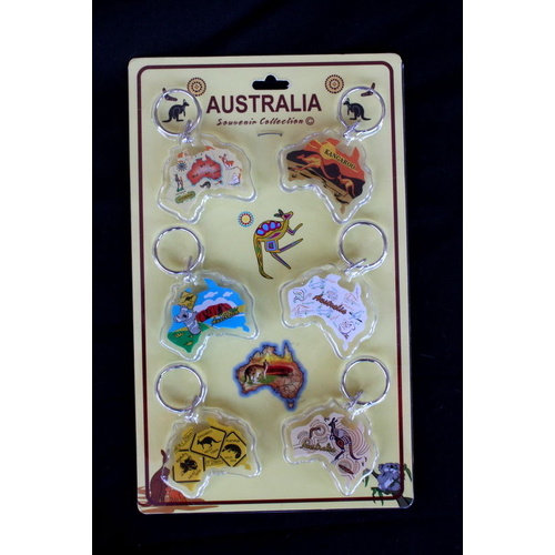 6x Australia Australian Souvenir Gift Acrylic Key Ring Chain Map Money Boomerang [Design: Map] 