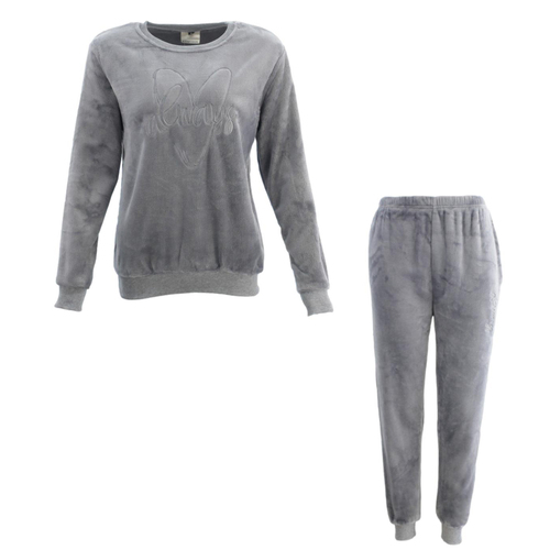FIL Women's Plush 2pc Set Loungewear Soft Fleece Sleepwear Pajamas PJs - Always [Size: 8] [Colour: Dark Grey]
