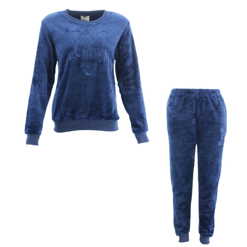 FIL Women's Plush 2pc Set Loungewear Soft Fleece Sleepwear Pajamas PJs - Always [Size: 8] [Colour: Navy]