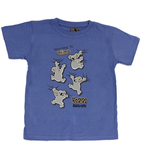 Kids Boys Girls T Shirt Australian Australia Souvenir 100% Cotton - Koala Climb [Colour: Blue ] [Size: 10]