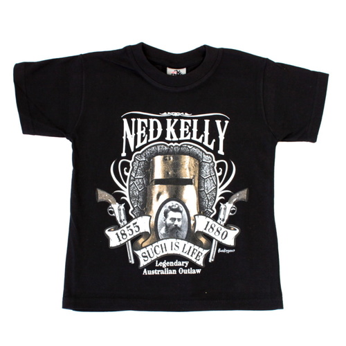 Kids Girls Boys T Shirt Australian Australia Souvenir 100% Cotton-Ned Kelly [Colour: Black] [Size: 10] [Design: Ned Kelly] 