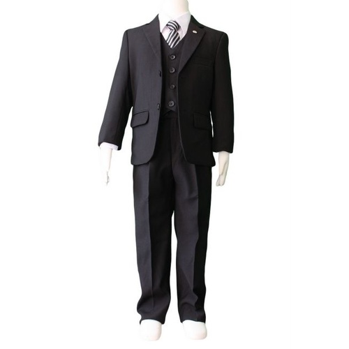 Boys Kids Baby Black Grey Formal Suit 5pcs Wedding Christening Suit Size 00-17 [Colour: Black] [Size: 0 (6-12mth)]