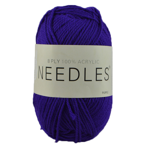 5x 100g Knitting Yarn 8 Ply Super Soft Acylic Knitting Wool Plain Solid Colours [Colour: #2063 Purple]