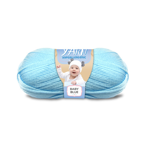 100g 3 Ply Baby Yarn Hypoallergenic Super Soft Yatsal Knitting Solid Multi Colours [Colour: #150 Baby Blue - Yatsal]