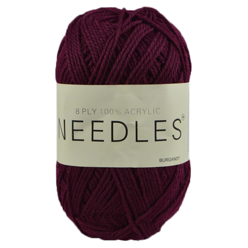 [#2051 Burgandy] 100g Knitting Yarn 8 Ply Super Soft Acrylic Knitting Wool Solid Multi Colours
