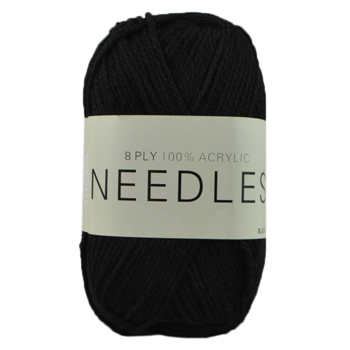 [#2068 Black] 100g Knitting Yarn 8 Ply Super Soft Acrylic Knitting Wool Solid Multi Colours