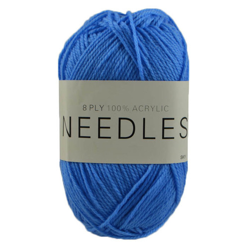 [#2075 Sky Blue] 100g Knitting Yarn 8 Ply Super Soft Acrylic Knitting Wool Solid Multi Colours