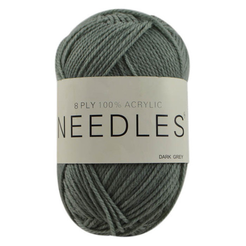 [#2076 Dark Grey] 100g Knitting Yarn 8 Ply Super Soft Acrylic Knitting Wool Solid Multi Colours