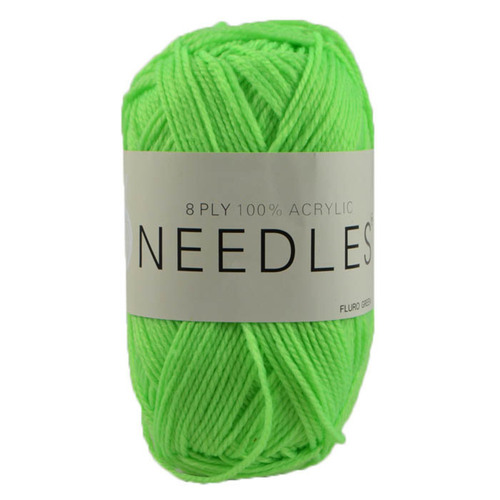 [#2078 Fluro Green] 100g Knitting Yarn 8 Ply Super Soft Acrylic Knitting Wool Solid Multi Colours