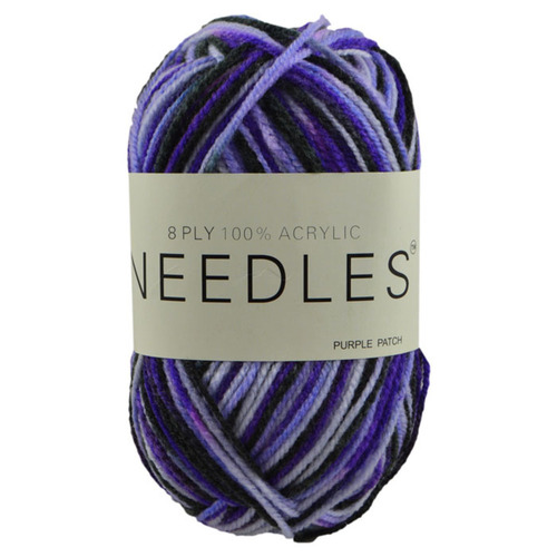 [#2123 Purple Patch (Multi)] 100g Knitting Yarn 8 Ply Super Soft Acrylic Knitting Wool Solid Multi Colours