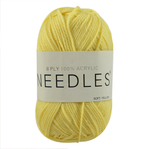 [#2141  Soft Yellow] 100g Knitting Yarn 8 Ply Super Soft Acrylic Knitting Wool Solid Multi Colours