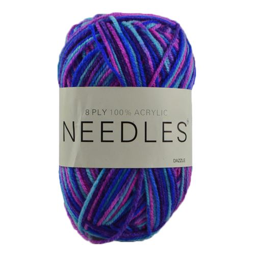 [#2185 Dazzle (Multi)] 100g Knitting Yarn 8 Ply Super Soft Acrylic Knitting Wool Solid Multi Colours