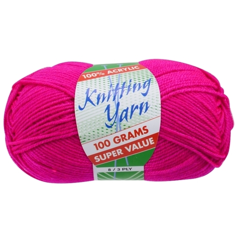 [#112 Hot Pink - Yatsal] 100g Knitting Yarn 8 Ply Super Soft Acrylic Knitting Wool Solid Multi Colours
