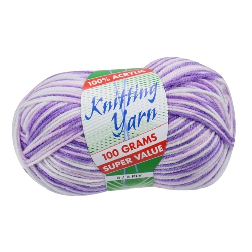 [#121 LavenderMix(Multi)-Yatsal] 100g Knitting Yarn 8 Ply Super Soft Acrylic Knitting Wool Solid Multi Colours
