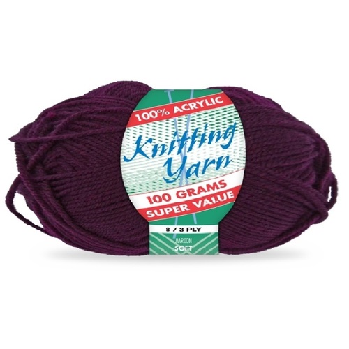 [#143 Maroon - Yatsal] 100g Knitting Yarn 8 Ply Super Soft Acrylic Knitting Wool Solid Multi Colours