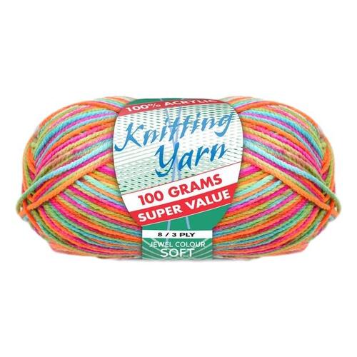 [#251 Jewel (Multi) -Yatsal] 100g Knitting Yarn 8 Ply Super Soft Acrylic Knitting Wool Solid Multi Colours