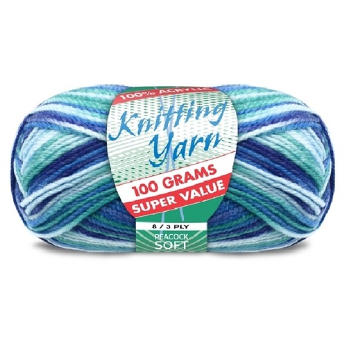 [#254 Peacock (Multi) - Yatsal] 100g Knitting Yarn 8 Ply Super Soft Acrylic Knitting Wool Solid Multi Colours