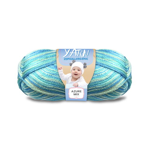 [#265 Azure (Multi)-Yatsal Baby] 100g Knitting Yarn 3 Ply Super Soft Acrylic Knitting Wool Solid Multi Colours