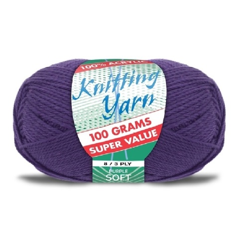 [#300 Deep Purple - Yatsal] 100g Knitting Yarn 8 Ply Super Soft Acrylic Knitting Wool Solid Multi Colours