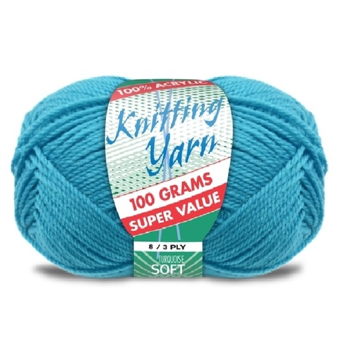 [#306 Turquoise - Yatsal] 100g Knitting Yarn 8 Ply Super Soft Acrylic Knitting Wool Solid Multi Colours