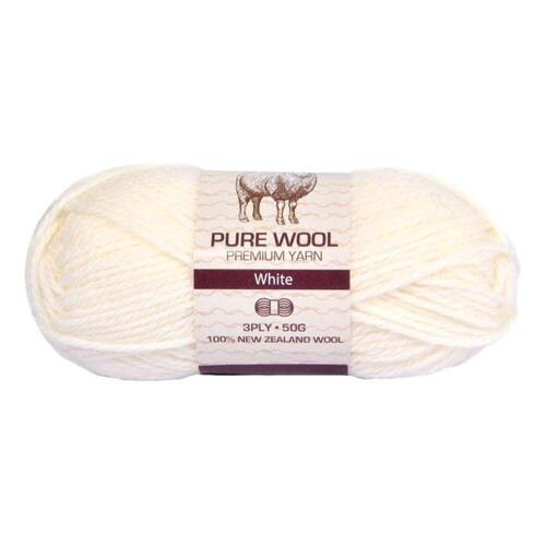 [#962 White - Wool (50g)] 100g Knitting Yarn 3 Ply Super Soft Acrylic Knitting Wool Solid Multi Colours