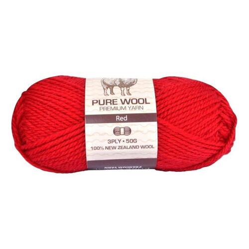 [#965 Red - Wool (50g)] 100g Knitting Yarn 3 Ply Super Soft Acrylic Knitting Wool Solid Multi Colours