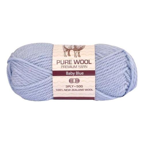 [#966 Baby Blue - Wool (50g)] 100g Knitting Yarn 3 Ply Super Soft Acrylic Knitting Wool Solid Multi Colours