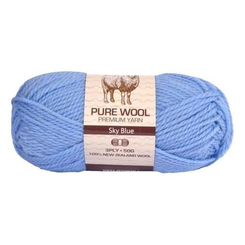 [#967 Sky BLue - Wool (50g)] 100g Knitting Yarn 3 Ply Super Soft Acrylic Knitting Wool Solid Multi Colours