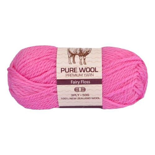 [#968 Fairy Floss - Wool (50g)] 100g Knitting Yarn 3 Ply Super Soft Acrylic Knitting Wool Solid Multi Colours