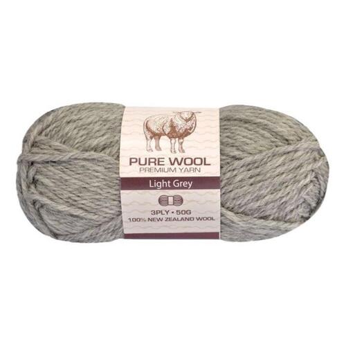 [#975 Light Grey - Wool (50g)] 100g Knitting Yarn 3 Ply Super Soft Acrylic Knitting Wool Solid Multi Colours