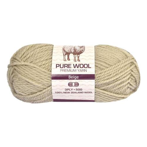 [#977 Beige - Wool (50g)] 100g Knitting Yarn 3 Ply Super Soft Acrylic Knitting Wool Solid Multi Colours