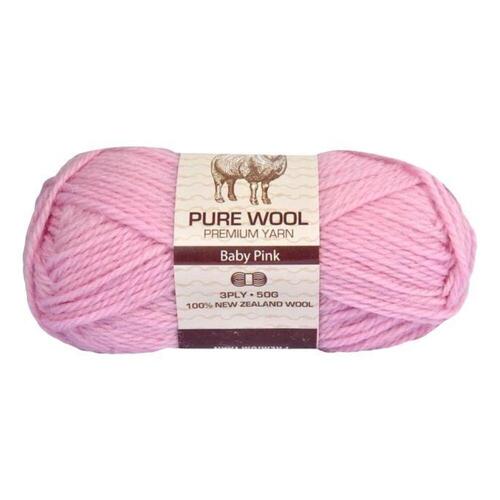 [#979 Baby Pink - Wool (50g)] 100g Knitting Yarn 3 Ply Super Soft Acrylic Knitting Wool Solid Multi Colours