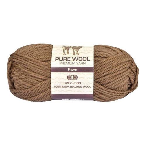 [#981 Fawn - Wool (50g)] 100g Knitting Yarn 3 Ply Super Soft Acrylic Knitting Wool Solid Multi Colours