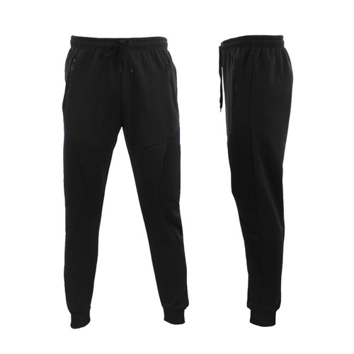 FIL Men's Fleece Track Pants Gym Joggers Workout Sweat Pants w Zip Pocket [Size: S] [Colour: Black]