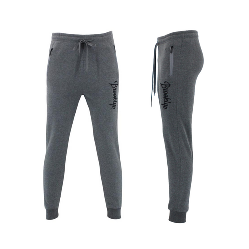 FIL Mens Fleeced Track Pants Jogger Cuffed Zipped Pocket Sweatpants Brooklyn A [Size: S] [Colour: Dark Grey]