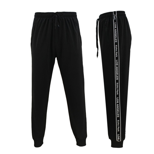 Men's Track Pants Jogger Cuffed Trousers Trackies Sweat Pants - LOS ANGELES [Size: S] [Colour: Black]