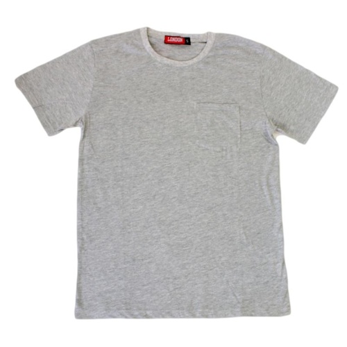 NEW Men's Plain Basic T-SHIRT Tee Top with Pocket Size Slim Fit S M L XL XXL [Colour: Grey Marle] [Size: 3XL] 