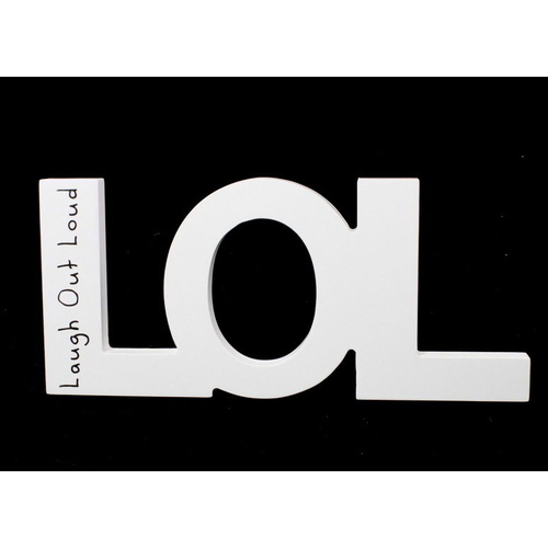 Wooden Words Text Abbreviation Freestanding Hanging - LOL (White)