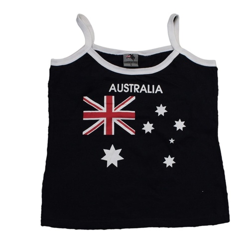 Womens Ladies Cotton T Shirt Singlet Australian Souvenir Australia Day - Flag [Size: S] [Design: Flag Navy]