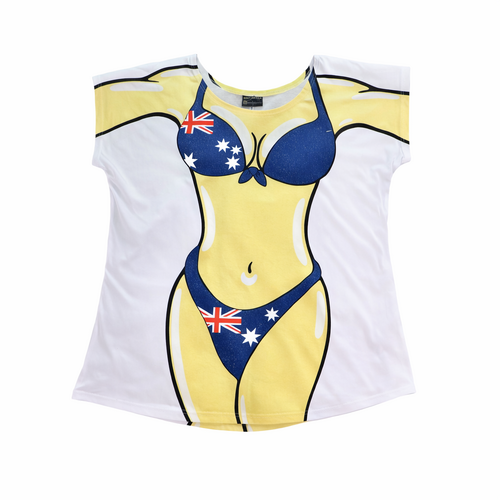 Women's Bikini Men's Trunks Body Beach T Shirt Australia Aussie Flag Souvenir [Design: 1x Women's Bikini]
