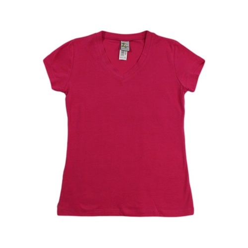 NEW Womens Ladies Cotton Stretch T Shirt Tee Top Basic Plain White Black Colours [Colour: Hot Pink] [Size: L]