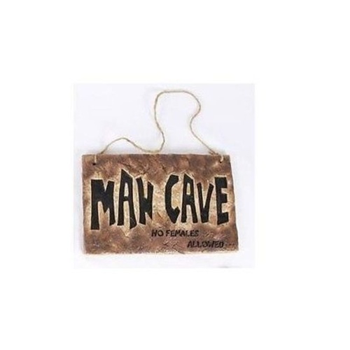 Garage Boy's Room Bar Door Hanging Sign Décor Stone Look - Man Cave  [Design: Man Cave - No Females]  