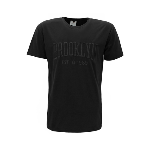 FIL Men's Embroidered Cotton Crew Neck T-Shirt Tee Short Sleeve - Brooklyn [Size: S] [Colour: Black]