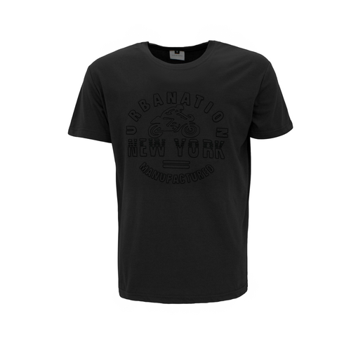 FIL Men's Embossed Cotton Crew Neck T-Shirt Tee Short Sleeve - Urbanation [Size: S] [Colour: Black]