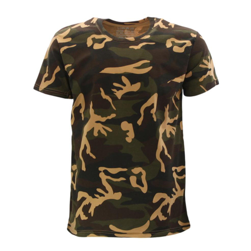FIL Men's Camo Crew Neck T-shirt Tee Camouflage Print Army Military Top [Size: S] [Colour: Brown Camo]